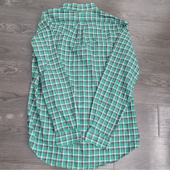 Ralph Lauren Blue and Green Plaid Flannel Button Down Shirt Men's Large Preppy - Picture 4 of 6